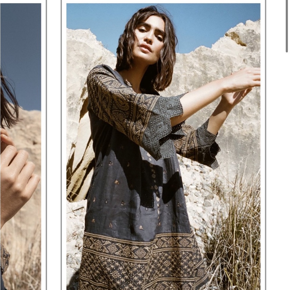 Spell Muwala Embroidered Tunic Shadow